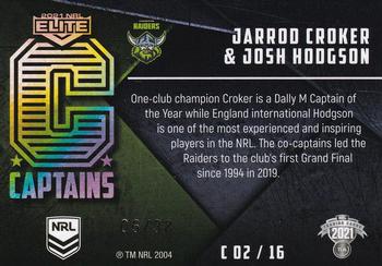 2021 NRL Elite - Captains Priority #C02 Jarrod Croker / Josh Hodgson Back